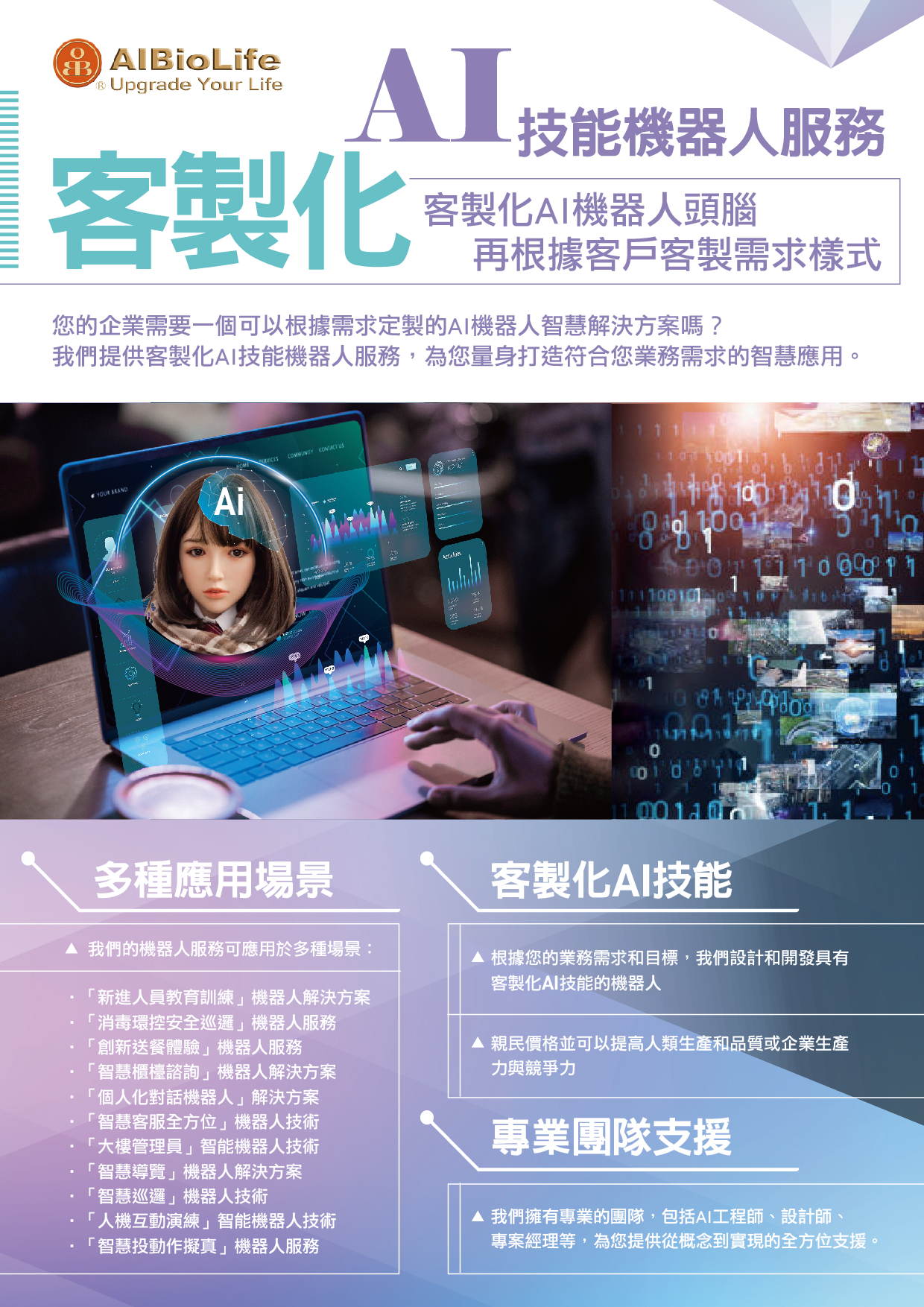 AI生成機器人結合了自動化、人工智能（AI）和機器學習技術，能夠自主行動，與人進行自然交互，並根據具體場景提供定制化的服務。